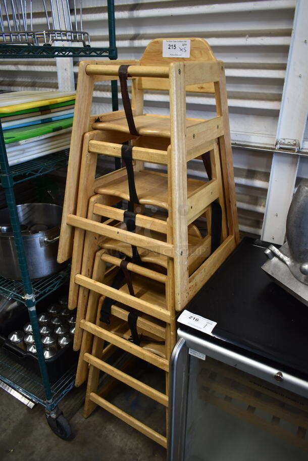 5 Light Wooden High Chairs. 5 Times Your Bid! - Image 2 of 5