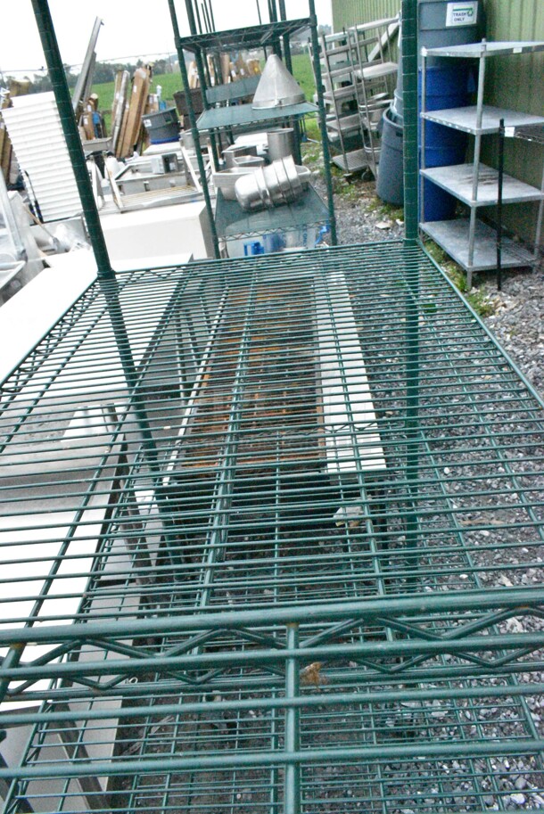 Green Finish 5 Tier Wire Shelving Unit on Commercial Casters. BUYER MUST DISMANTLE. PCI CANNOT DISMANTLE FOR SHIPPING. PLEASE CONSIDER FREIGHT CHARGES. - Image 2 of 4