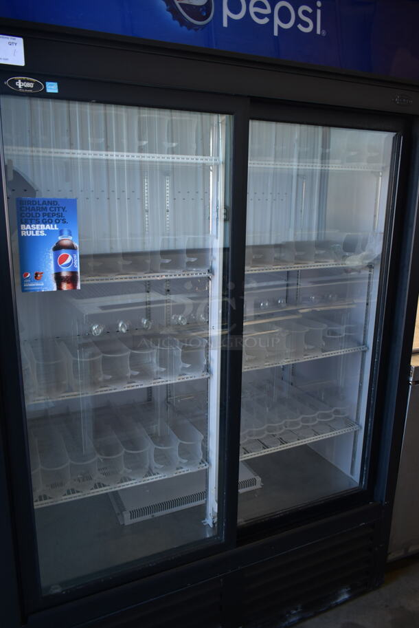 QBD CD45S Metal Commercial 2 Door Reach In Cooler Merchandiser w/ Poly Coated Racks and Drink Sliders. 115 Volts, 1 Phase. Tested and Working! - Image 3 of 8