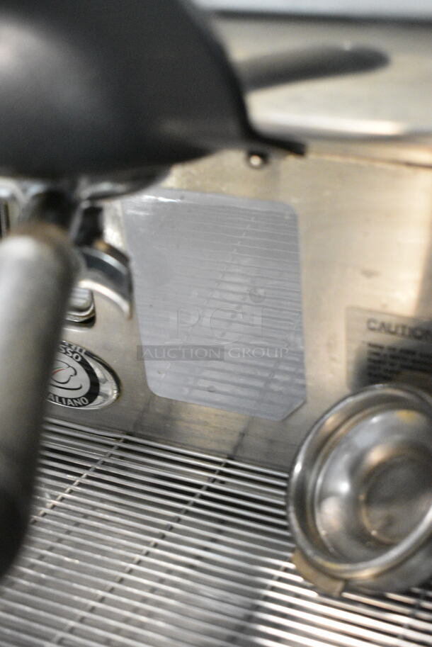 Smart Stainless Steel Commercial Countertop 2 Group Espresso Machine w/ 1 Portafilter and Steam Wand.  - Image 11 of 11