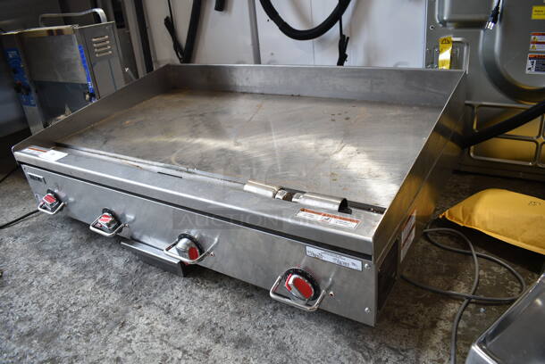 BRAND NEW SCRATCH AND DENT! Vulcan HEG48E-1 Stainless Steel Commercial Countertop 48" Electric Countertop Griddle with Snap-Action Thermostatic Controls. 208 Volts, 3/1 Phase.   - Image 3 of 7