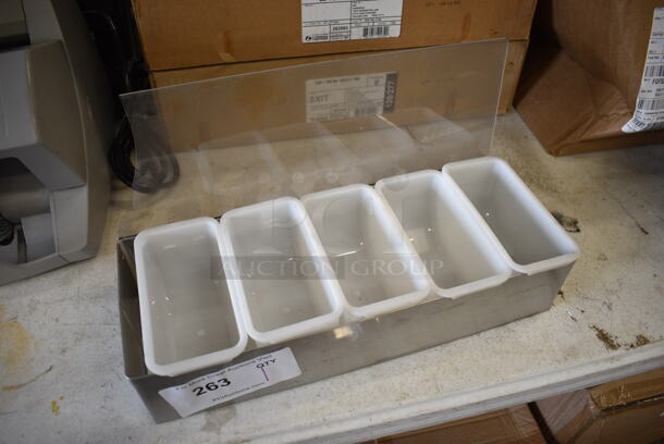 Metal Bar Topping Rail w/ 5 White Drop Ins and Clear Lid. 15x6x3.5 - Image 3 of 3