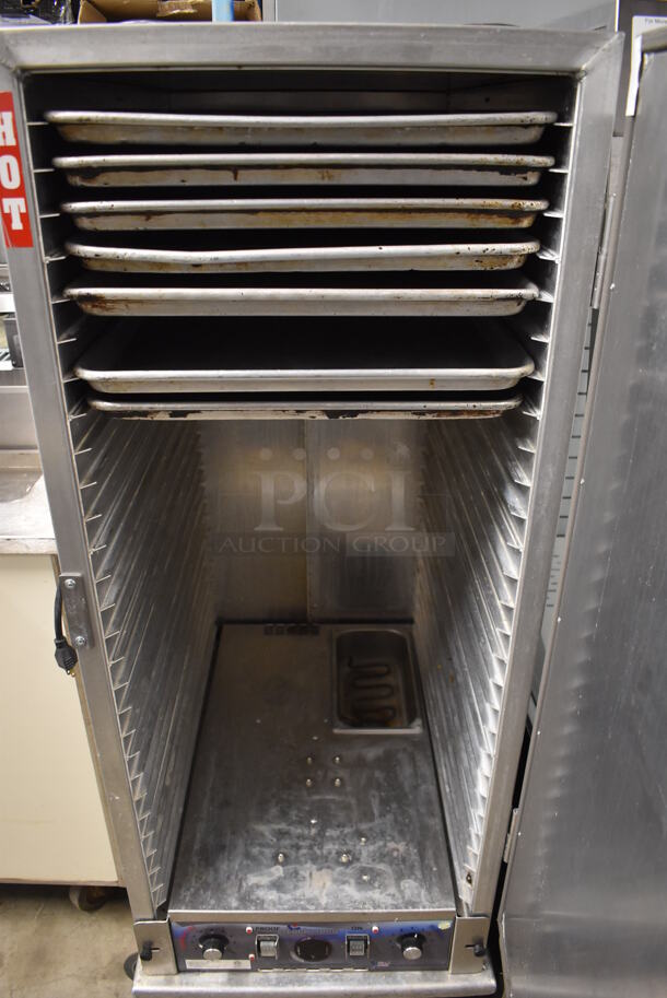 2020 Lockwood H-HEAT UNIT-EXT-6 CA55-PFIN-26ID-R Metal Commercial Single Door Heated Holding Cabinet w/ 7 Metal Full Size Baking Pans on Commercial Casters. 120 Volts, 1 Phase. 21x31x56. Tested and Does Not Power On - Image 6 of 8