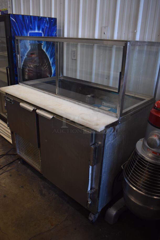 2014 Leader LM48 S/C Stainless Steel Commercial Prep Table w/ Glass Top Cabinet on Commercial Casters. 115 Volts, 1 Phase. 48x32x55. Cannot Test Due To Missing Power Cord - Image 2 of 9