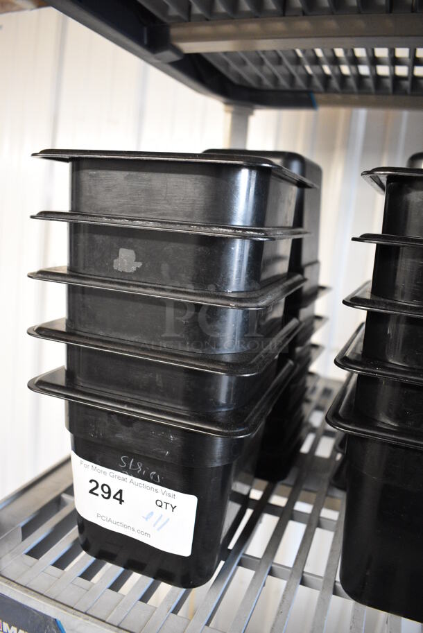 ALL ONE MONEY! Lot of 11 Cambro Black Poly 1/6 Size Drop In Bins! 1/6x6 - Image 2 of 2