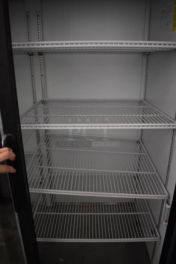 IDW G-45-C-3-3-N-B-4 Metal Commercial 2 Door Reach In Cooler Merchandiser w/ Poly Coated Racks on Commercial Casters. 115 Volts, 1 Phase. 51x30x82. Tested and Working! - Image 3 of 5