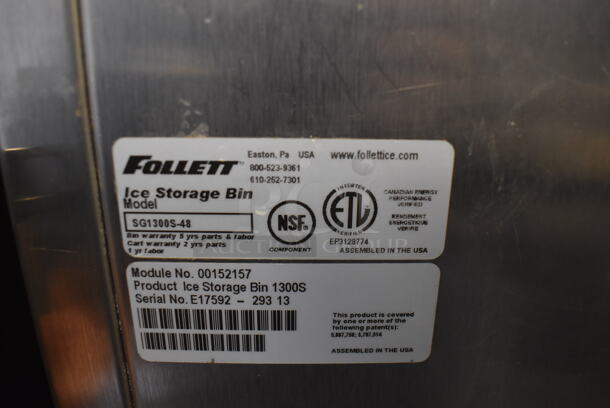 Hoshizaki KM-1301SWH Stainless Steel Commercial Ice Machine Head on Follett SG1300S-48 Stainless Steel Commercial Ice Bin. 208-230 Volts, 1 Phase. 48x38x92 - Image 3 of 6