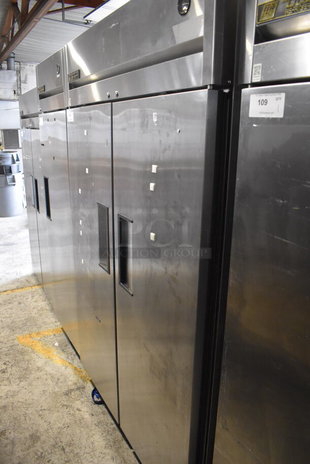 True TG2R-2S Commercial Stainless Steel Two Section Reach In Cooler With Polycoated Racks on Commercial Casters. 115V/1 Phase Tested And Working - Image 2 of 5