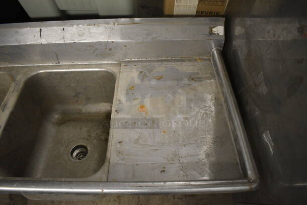 Stainless Steel Commercial 3 Bay Sink w/ Dual Drainboards. Does Not Have Legs. 90x28x24. Bays 16x20x12. Drainboards 16x23x1 - Image 4 of 5