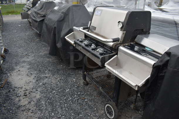Weber Summit Metal Outdoor Propane Gas Powered Grill w/ Right Side Single Burner Range on Commercial Casters. 66x29x46 - Image 2 of 8