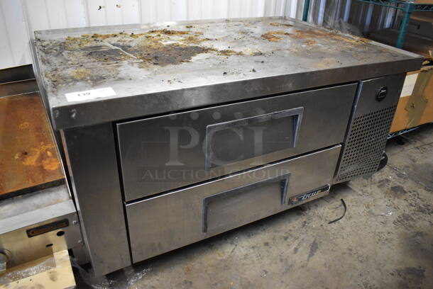 True Stainless Steel Commercial 2 Drawer Chef Base on Commercial Casters. 115 Volts, 1 Phase. 48.5x32x25. Cannot Test Due To Missing Power Cord