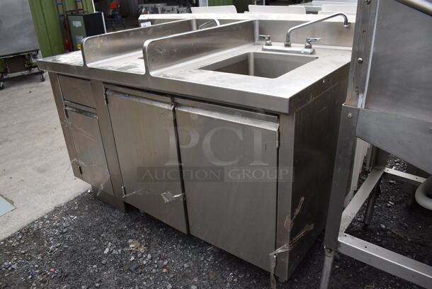 Stainless Steel Commercial Counter w/ 2 Sink Bays, 2 Faucets and 2 Handle Sets. 60x32x42.5. Bays 9x12x6, 14x16x10 - Image 4 of 7