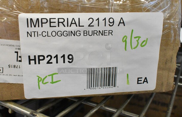 2 BRAND NEW IN BOX! Items Including HP2119 Imperial 2119 Anti-Clogging Burner and Regency 600GKM3448 Regency 48" Mobile Gas Connector Hose Kit with 2 Elbows, Full Port Valve, Restraining Device, and Quick Disconnect - 3/4". 2 Times Your Bid!  - Image 3 of 4