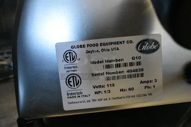 BRAND NEW SCRATCH AND DENT! Globe G10 Stainless Steel Commercial Countertop Meat Slicer. 115 Volts, 1 Phase. Tested and Working! - Image 4 of 4