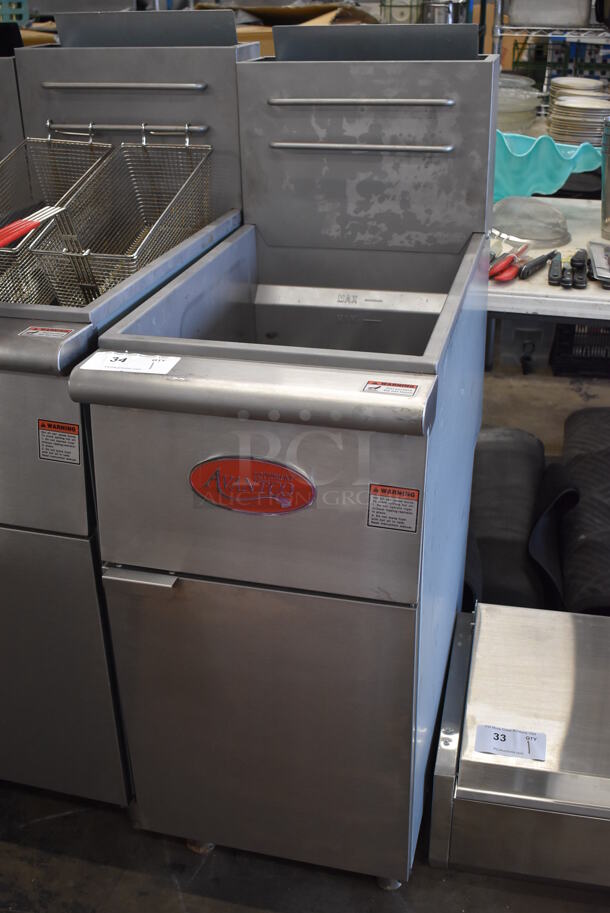 2022 Avantco FF400-N Stainless Steel Commercial Floor Style Natural Gas Powered Deep Fat Fryer. 120,000 BTU. 15.5x30x46 - Image 3 of 7