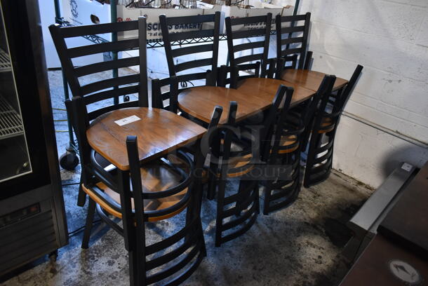 12 Black Metal Dining Height Chairs w/ Wood Seat. 12 Times Your Bid!