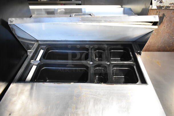 True TSSU-27-08 Stainless Steel Commercial Sandwich Salad Prep Table Bain Marie Mega Top on Commercial Casters. 115 Volts, 1 Phase. Tested and Powers On But Does Not Get Cold - Image 7 of 7