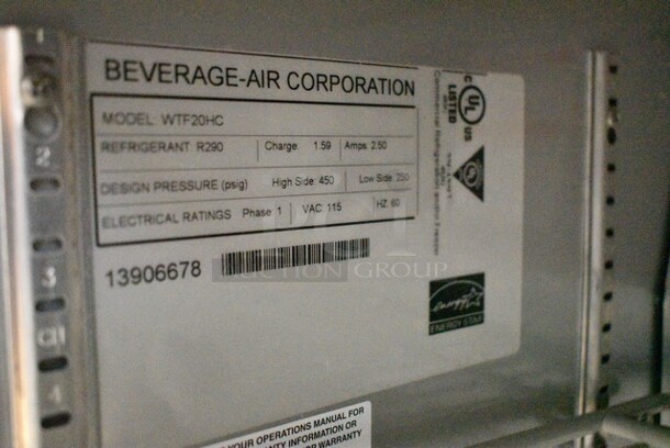 Beverage Air WTF20HC Stainless Steel Commercial Single Door Undercounter Freezer on Commercial Casters. 115 Volts, 1 Phase. Tested and Powers On But Does Not Get Cold - Image 6 of 6