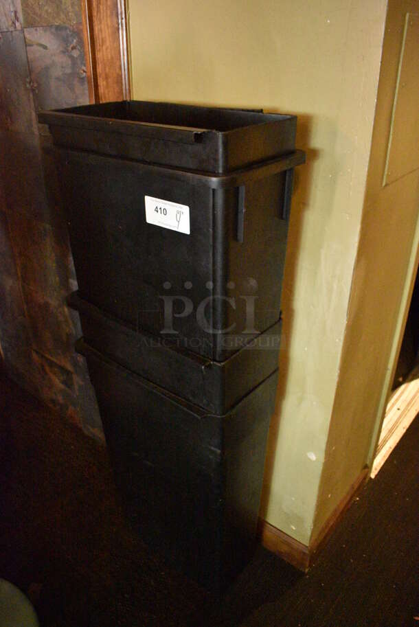 4 Poly Slim Jim Trash Cans. BUYER MUST REMOVE. 11x20x30. 4 Times Your Bid! (Susquehanna Ale House)