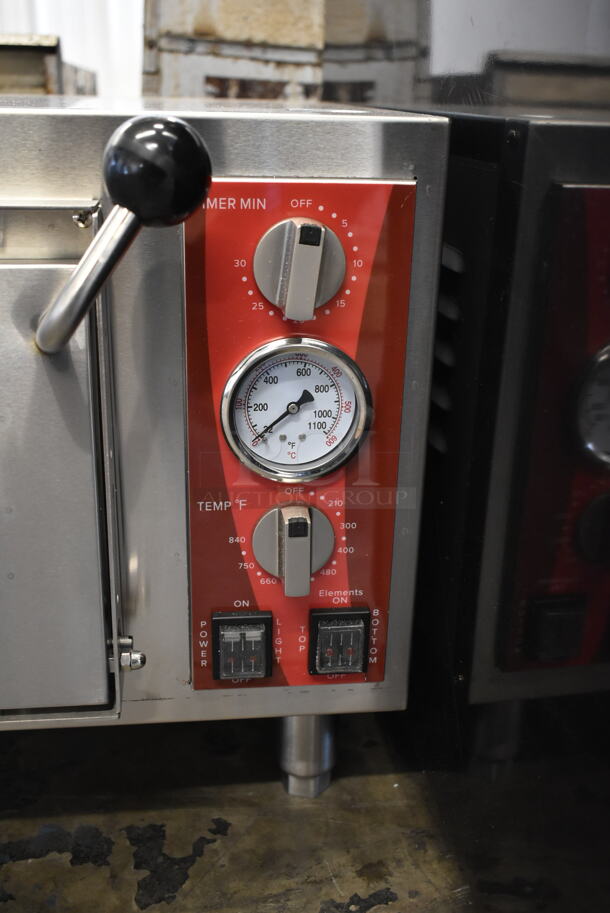 BRAND NEW SCRATCH AND DENT! Avantco 177DPO18S Stainless Steel Commercial Countertop Electric Powered Single Deck Pizza Oven w/ Cooking Stone. 120 Volts, 1 Phase. Tested and Working! - Image 2 of 4