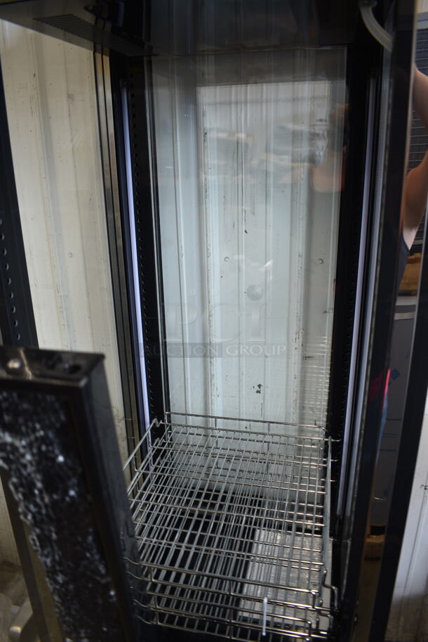 BRAND NEW SCRATCH AND DENT! Avantco 193GD4C15HCB Black 4-Sided Glass Refrigerated Display Case on Commercial Casters. See Pictures for Broken Glass. 110-120 Volts, 1 Phase. Tested and Working! - Image 7 of 10