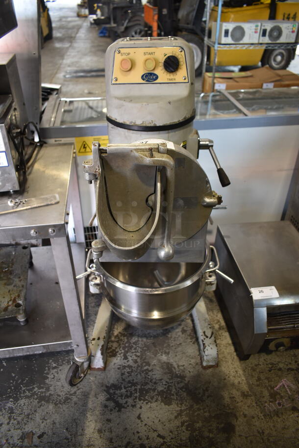 Globe SP 30 Metal Commercial Floor Style 30 Quart Planetary Dough Mixer w/ Metal Mixing Bowl, Dough Hook and Pelican Head Attachment. 115 Volts, 1 Phase. Tested and Does Not Power On - Image 3 of 11