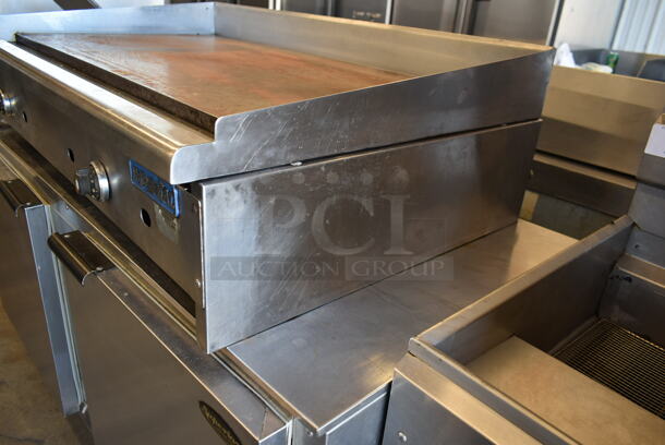 Imperial Stainless Steel Commercial Countertop Natural Gas Powered Flat Top Griddle.  - Image 8 of 9