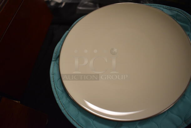 ALL ONE MONEY! Lot of Lenox Dinnerware Including Serving Plate, Cups, Dinner Plates, Salad Plates, Bread and Butter Plates, and Saucers With Protective Covers  - Image 10 of 12