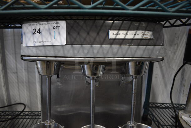 Hamilton Beach Metal Commercial Countertop 3 Head Milkshake / Drink Mixer w/ 3 Metal Cups. 14x8x20. Tested and Working! - Image 5 of 5