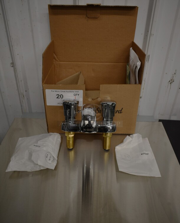 LIKE NEW! American Standard Stainless Steel Faucet w/ Push Down Timed Handles. - Image 1 of 5