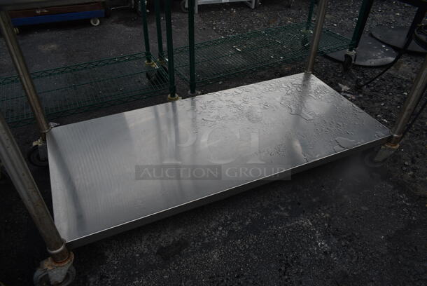 John Boos Stainless Steel Commercial Table w/ Commercial Can Opener Mount, Under Shelf and Back Splash on Commercial Casters. - Image 3 of 6