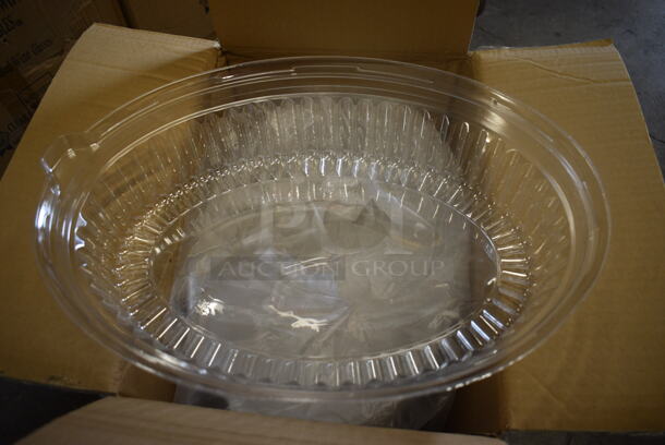 ALL ONE MONEY! Lot of 100 BRAND NEW IN BOX Yoshi Clear Plastic Oval Dome Lids. 16.5x11.5x4.5