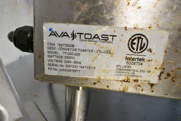 AvaToast TT-300-208 Stainless Steel Commercial Countertop Conveyor Toaster Oven. 208 Volts, 1 Phase. This Unit Was In Working Condition When the Restaurant Closed. (kitchen) - Image 4 of 4