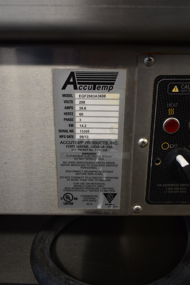2013 AccuTemp EFG2083A3608 Stainless Steel Commercial Countertop Electric Powered Flat Top Griddle. 208 Volts, 3 Phase. Unit Was Working When Removed. - Image 4 of 6