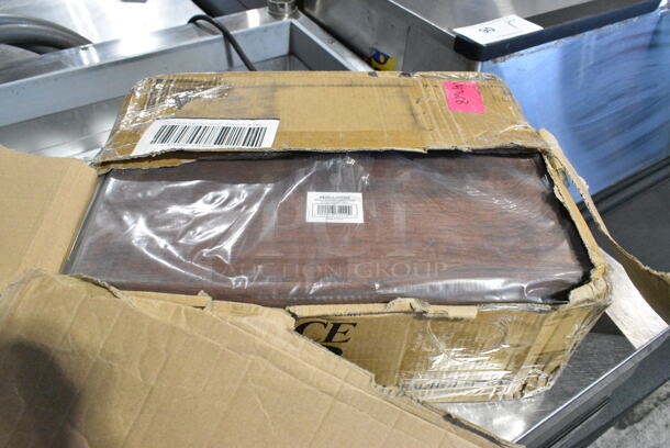 BRAND NEW IN BOX! Box of 6 Choice 825UL117CHS Valor 13 3/4" x 9 3/4" Rectangular Rubberwood Underliner with Rustic Chestnut Finish - Image 3 of 5