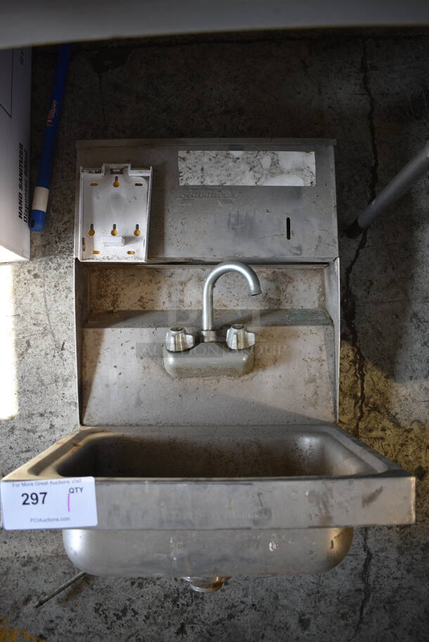Stainless Steel Single Bay Sink w/ Faucet and Handles. 17.5x15.5x26