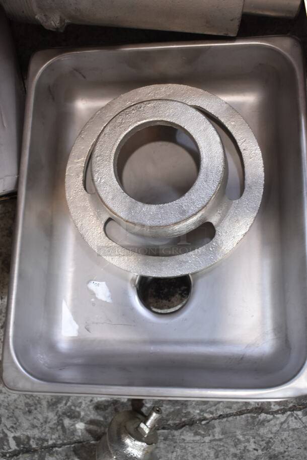 Metal Meat Grinder Attachment w/ Tray and Pusher. - Image 6 of 7