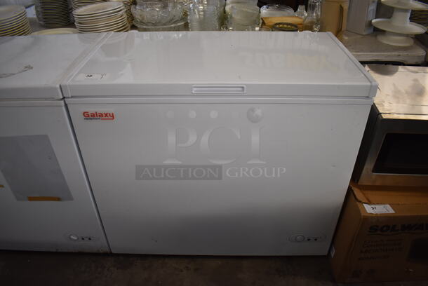 Galaxy 177CF7 Metal Chest Freezer. 115 Volts, 1 Phase. 38x22x33.5. Tested and Powers On But Temps at 52 Degrees