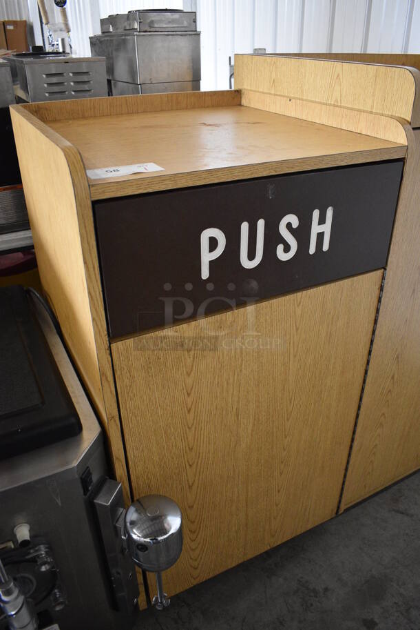 Wood Pattern Trash Can Shell w/ Door, Trash Deposit Flap and Trash Can. 23x23x42.5 - Image 2 of 6