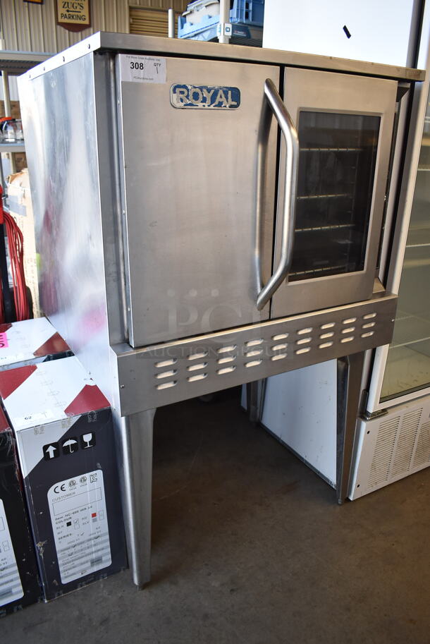 Royal RCOS-1 Stainless Steel Commercial Natural Gas Powered Full Size Convection Oven w/ View Through Door, Solid Door and Metal Racks on Metal Legs. 38x38x63 - Image 2 of 5