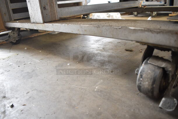 Baxter Stainless Steel Commercial Natural Gas Powered Mini Rotating Rack Oven w/ Lower Double Pan Rack on Commercial Casters. See Pictures for Broken Glass Pane.  - Image 3 of 8