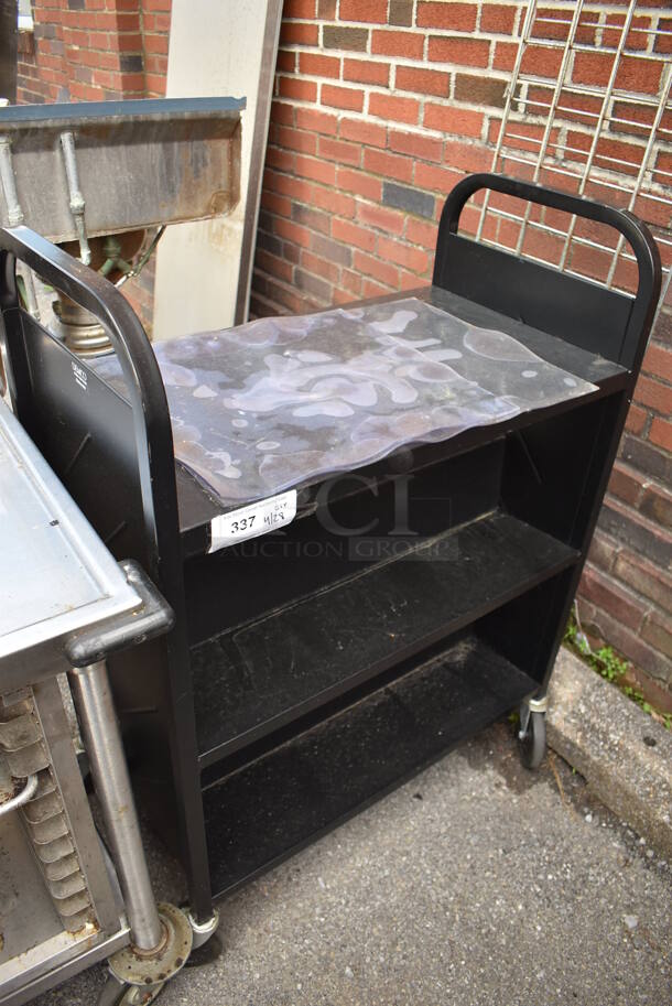 Black Metal 3 Tier Cart on Commercial Casters. - Image 2 of 3