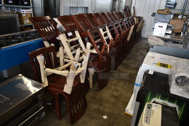 50 BRAND NEW SCRATCH AND DENT! Wooden Dining Height Chairs w/ Vertical Back Rest Bars. 50 Times Your Bid! - Image 3 of 6