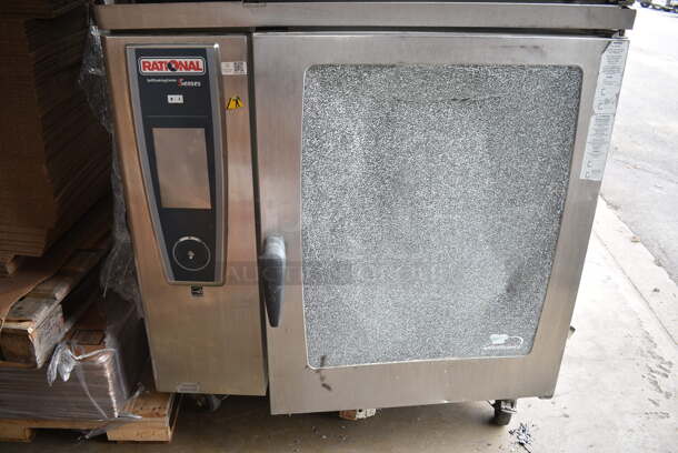 2 2016 Rational Stainless Steel Commercial Combitherm Self Cooking Center Convection Ovens on Commercial Casters. Top Model: SCC WE 62. Bottom Model: SCC WE 102. 480 Volts, 3 Phase. See Pictures for Lower Oven Glass Damage. 2 Times Your Bid! - Image 3 of 11