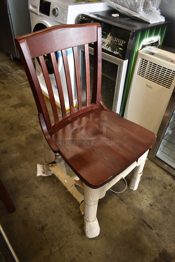 50 BRAND NEW SCRATCH AND DENT! Wooden Dining Height Chairs w/ Vertical Back Rest Bars. 50 Times Your Bid! - Image 4 of 6