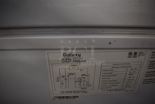 Galaxy 177CF7 Metal Chest Freezer. 115 Volts, 1 Phase. 38x22x33.5. Tested and Working! - Image 6 of 6