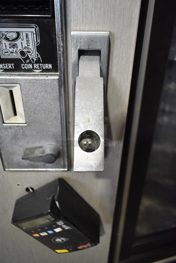 Shoppertron-Domestic 431D Metal Commercial Vending Machine w/ Credit Card Reader. Lock Was Removed; No Key. Tested and Powers On But Does Not Get Cold - Image 7 of 7