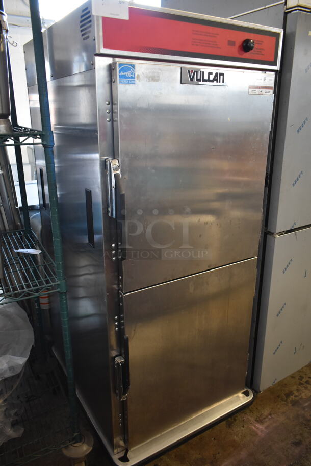 Vulcan VBP15 ENERGY STAR Stainless Steel Commercial 2 Half Size Door Reach In Warming Heated Holding Cabinet on Commercial Casters. 120 Volts, 1 Phase. Tested and Working! - Image 3 of 8