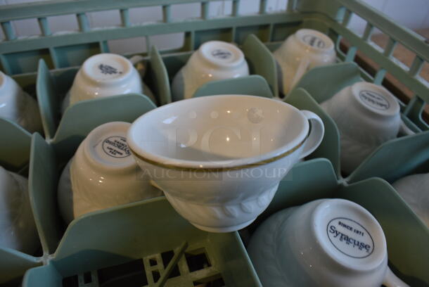 ALL ONE MONEY! Lot of 158 White Ceramic Mugs, 10 Green Dish Caddies and Dish Caddy Dolly! 5x4x2.5 - Image 2 of 5