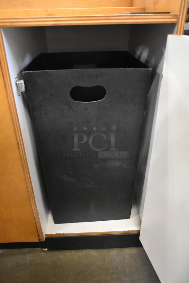 Wood Pattern Trash Can Shell w/ Trash Deposit Hole, Trash Can and 2 Doors. - Image 5 of 5